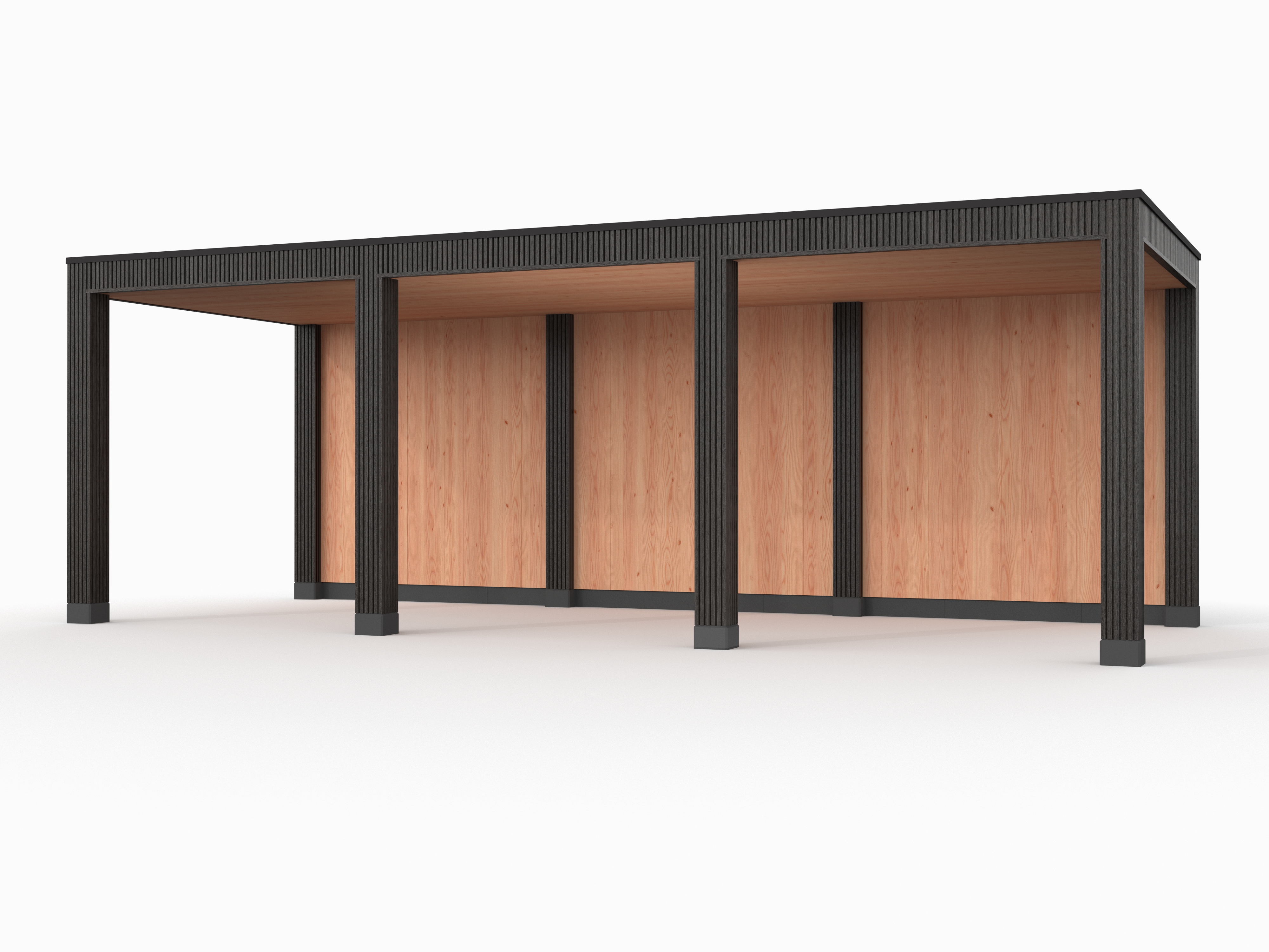 Douglas overkapping, 750 x 300, met achterwand, Westwood Rhombus Zwart - Afbeelding 1
